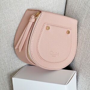 Chloé Pink Leather Mini Drew Shoulder Bag with Tassel